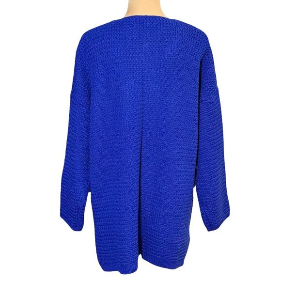 NWOT Beulah Chunky Knit Long Cardigan Sz.XL Royal Blue Pockets Minimalist Preppy - Picture 4 of 12